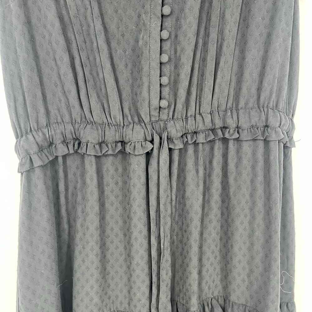 PAIGE Rozlyn Tiered Black Ruffle Midi Dress Women's Size Large - Picture 12 of 13